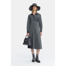 Vakko By Beatrıce B Grey Pleated Dress