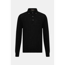 Vakko By Gran Sasso Button-Down Polo Collar Wool Knit Sweater