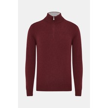 Vakko By Gran Sasso Zip Stand Collar Wool Cashmere Knit Sweater