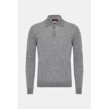 Vakko By Danıele Fıesolı Buttoned Polo Collar Long Sleeve Cashmere Knitwear