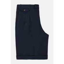 Vakko By PT01 Navy Jersey Cotton/linen Bermuda Shorts