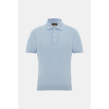 Vakko By Danıele Fıesolı Blue Polo Collar Short Sleeve T-Shirt