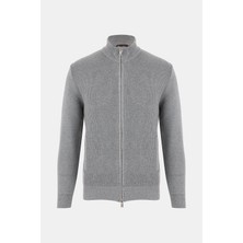Vakko Grey Melange Mock Neck Knit Sweater