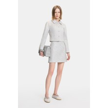 Vakko Grey Melange Mini Skirt