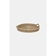 Vakko Rattan Round Handled Tray