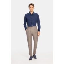 Vakko By Berwıch Beige Herringbone Trousers