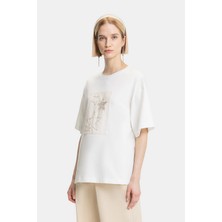 Vakko By Lorena Antonıazzı Ecru Crew Neck Short Sleeve T-Shirt
