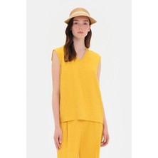 Vakko By Lorena Antonıazzı Yellow V-Neck Blouse
