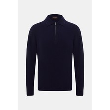 Vakko By Danıele Fıesolı Zip Polo Collar Wool Cashmere Knit Sweater