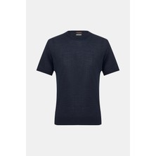 Vakko By Danıele Fıesolı Crew Neck Short Sleeve Wool Silk Knit Top