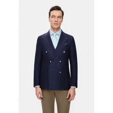 Vakko By Taglıatore Navy Double-Breasted Collar Jacket