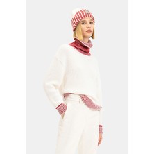 Vakko By Lorena Antonıazzı White Mock Neck Knit Sweater