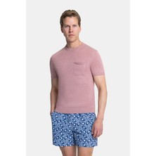 Vakko By Danıele Fıesolı Dusty Rose Round Neck Short Sleeve T-Shirt
