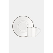 Christofle Chrıstofle Albi Platinum Porcelain Coffee Cup And Saucer