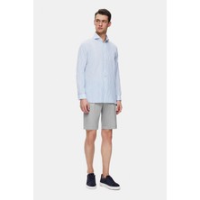 Vakko By Berwıch Grey Lyocell Cotton Bermuda Shorts