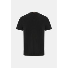 Vakko By Danıele Fıesolı Black V-Neck Short Sleeve T-Shirt