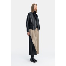Vakko By Lorena Antonıazzı Beige Plisse Skirt
