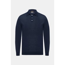 Vakko By Danıele Fıesolı Polo Collar Button Placket Long Sleeve Wool Silk Knitwear