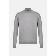Vakko By Danıele Fıesolı Grey Mock Neck Knit Sweater