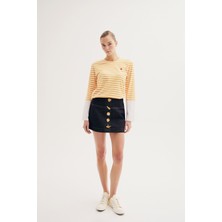 Comme Des Garçons Comme Des Garcons Play Yellow Round Neck Striped Pattern T-Shirt