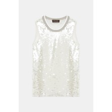 Vakko By Lorena Antonıazzı Ecru Sequined Blouse