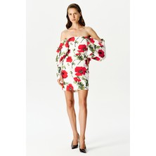 Oscar De La Renta White Floral Mini Dress