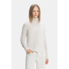 Vakko By Lorena Antonıazzı Ecru High Neck Knit Sweater
