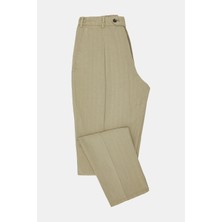 Vakko By PT01 Beige Single-Pleated Drawstring Waist Trousers