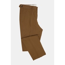 Vakko By PT01 Dark Beige Single-Pleat Linen-Cotton Trousers