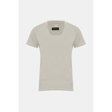 Vakko By 12O Lıno Grey Round Neck Short Sleeve T-Shirt