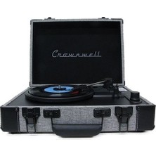 Crown Well C1307 Suitcase Turntable With Speakers Grey - Black