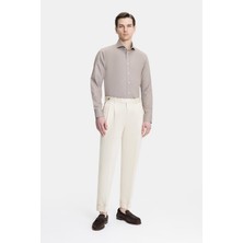 Vakko By PT01 Light Cream Plain Diagonal Weave Trousers