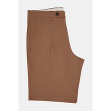 Vakko By Berwıch Dark Orange Single-Pleat Wool Silk Bermuda Shorts