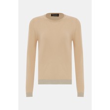 Vakko By Lorena Antonıazzı Camel Crew Neck Knit Sweater