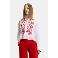 Ermanno Scervino Ermanno Scervıno White-Red Embroidered Shirt