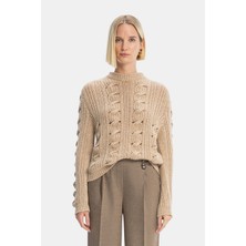 Vakko By Lorena Antonıazzı Camel Crew Neck Knit Sweater