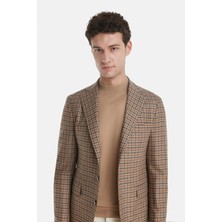 Vakko By Gran Sasso Camel Mock Neck Knit Sweater