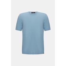 Vakko By Gran Sasso Blue Round Neck Short Sleeve T-Shirt