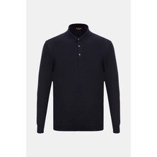 Vakko By Gran Sasso Navy Polo Collar Knitwear