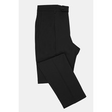 Vakko By Berwıch Black Plain Diagonal Weave Trousers