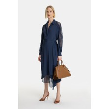 Vakko By Beatrıce B Navy Asymmetric Skirt