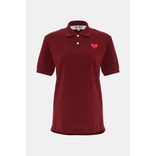 Comme Des Garçons Comme Des Garcons Play Burgundy Polo Collar T-Shirt