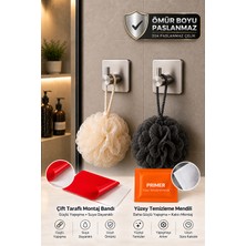 2 Adet Kare Tekli Modern Banyo Askılık 45 mm | Paslanmaz Çelik | Delmeden Yapışkan Montaj