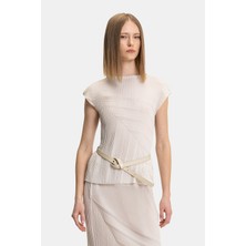 Vakko By Lorena Antonıazzı Cream Plisse Blouse