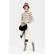 Vakko By Beatrıce B Ecru Pleated Midi Skirt