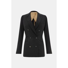 Vakko By Maurızıo Mırı Black Double-Breasted Lapel Jacket