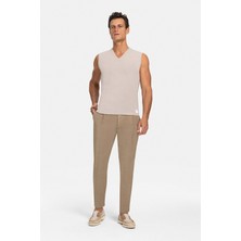 Vakko By Danıele Fıesolı Beige V-Neck Sleeveless T-Shirt