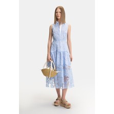 Vakko By Beatrıce B Blue Floral Dress