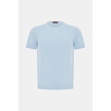 Vakko By Danıele Fıesolı Blue Round Neck Short Sleeve T-Shirt
