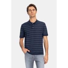 Vakko By Danıele Fıesolı Navy Polo Collar Short Sleeve T-Shirt